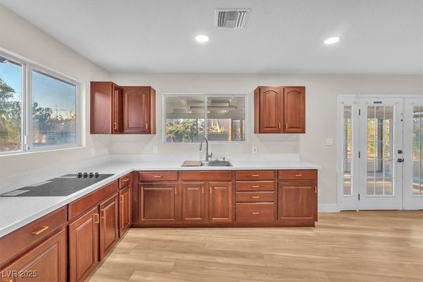 Interior, Kitchen, Recessed Lighting, Wood Texture Flooring