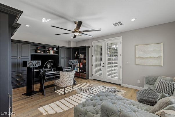 Home Office, Interior, Recessed Lighting, Wood Texture Flooring