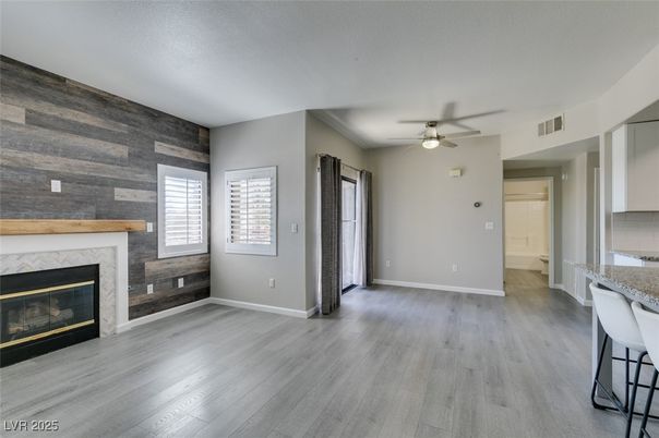 Empty room, Fireplace, Interior, Wood Texture Flooring, Wooden Walls