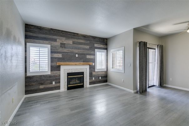 Empty room, Fireplace, Interior, Wood Texture Flooring, Wooden Walls