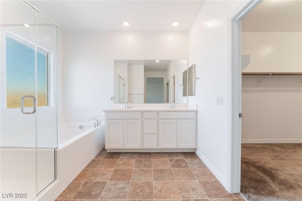 Bathroom, Dual Sink Vanities, Glass Shower, Interior, Recessed Lighting