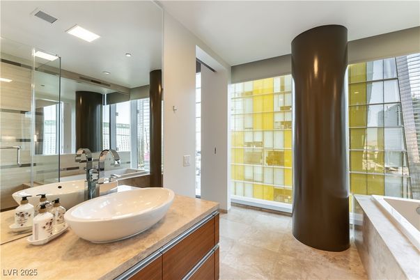 Bathroom, Glass Shower, Interior, Recessed Lighting