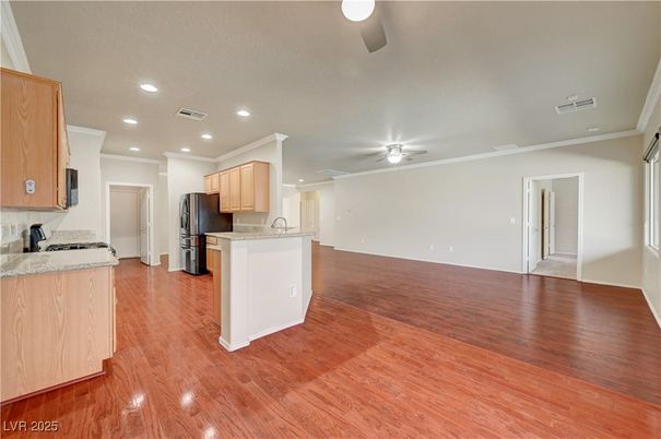 Interior, Kitchen, Recessed Lighting, Wood Texture Flooring