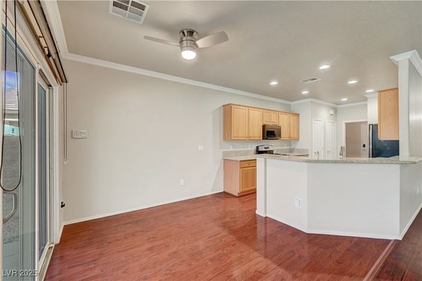 Interior, Kitchen, Recessed Lighting, Wood Texture Flooring