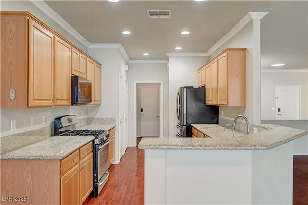 Interior, Kitchen, Recessed Lighting, Wood Texture Flooring