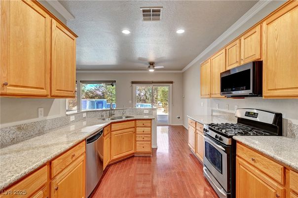 Interior, Kitchen, Recessed Lighting, Wood Texture Flooring