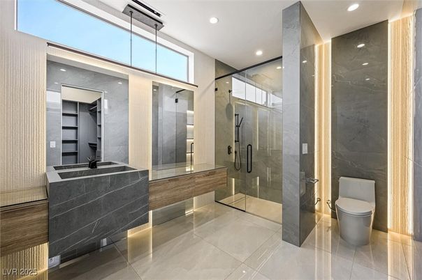 Bathroom, Glass Shower, Interior, Recessed Lighting