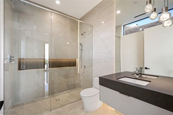 Bathroom, Glass Shower, Interior, Recessed Lighting