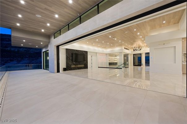 Fireplace, Interior, Recessed Lighting, Wooden Ceilings