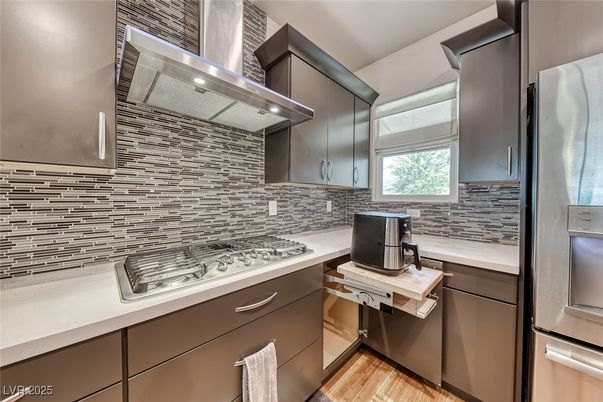 Interior, Kitchen, Stainless Steel Appliances, Wood Texture Flooring