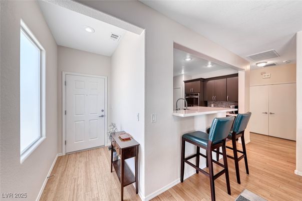 Interior, Kitchen, Recessed Lighting, Wood Texture Flooring