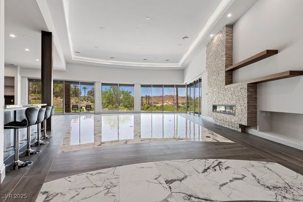 Fireplace, Interior, Marble, Recessed Lighting