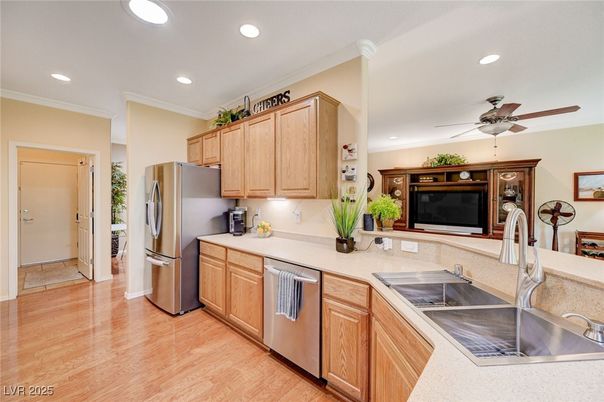 Interior, Kitchen, Recessed Lighting, Wood Texture Flooring