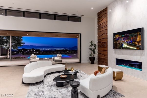 Fireplace, Interior, Living room, Recessed Lighting, Water
