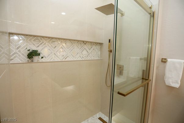 Bathroom, Glass Shower, Interior, Recessed Lighting