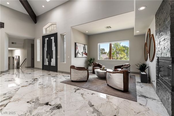 Interior, Marble, Recessed Lighting, Wooden Beams