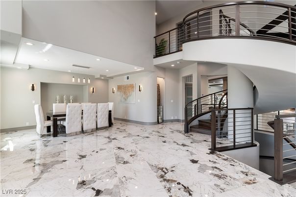 Dining room, Interior, Marble, Pendant Lights, Recessed Lighting