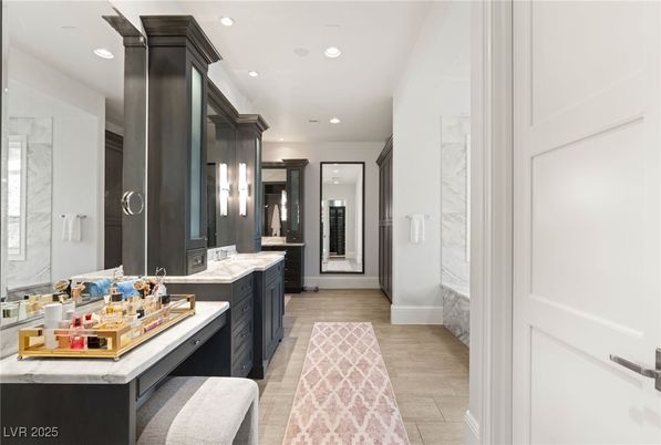 Bathroom, Interior, Marble Walls, Recessed Lighting