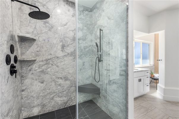 Bathroom, Glass Shower, Interior, Marble Walls