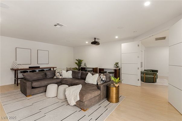 Interior, Living room, Recessed Lighting, Wood Texture Flooring