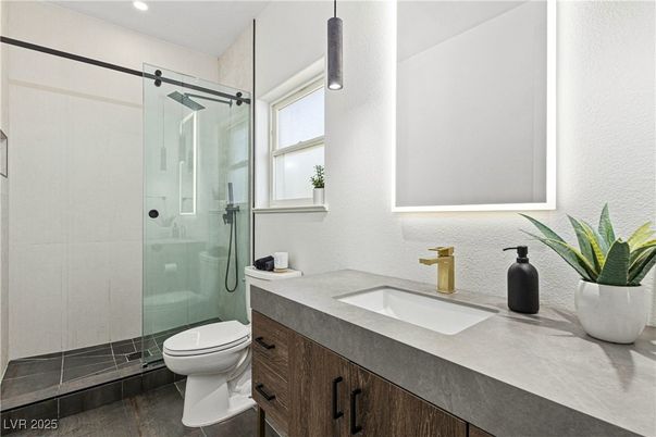Bathroom, Glass Shower, Interior, Recessed Lighting