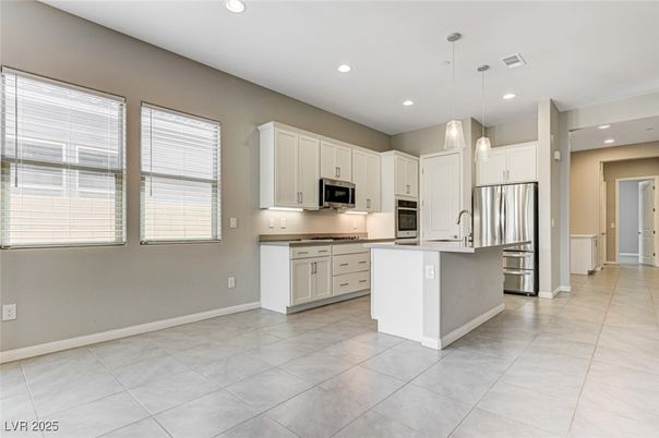 Interior, Kitchen, Pendant Lights, Recessed Lighting, Stainless Steel Appliances