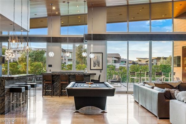 Billiard Table, Game Room, Interior, Living room, Pendant Lights, Recessed Lighting
