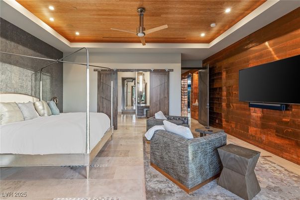 Bedroom, Interior, Recessed Lighting, Wooden Ceilings, Wooden Walls