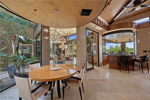 Dining room, Interior, Pendant Lights, Recessed Lighting, Wooden Ceilings