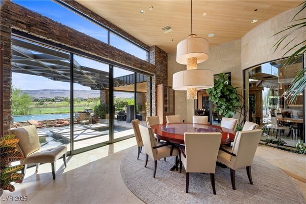 Dining room, Interior, Pendant Lights, Recessed Lighting, Wooden Ceilings