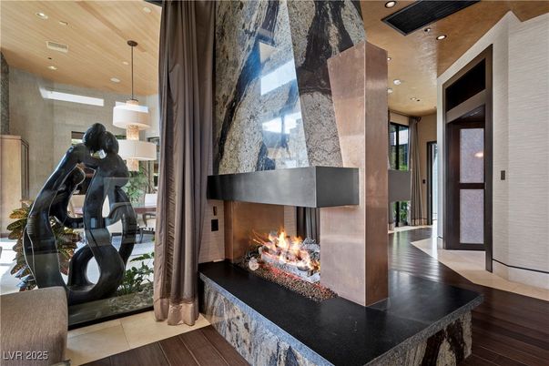 Fireplace, Interior, Pendant Lights, Recessed Lighting, Wooden Ceilings