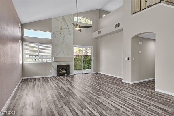 Fireplace, Interior, Marble Walls, Wood Texture Flooring