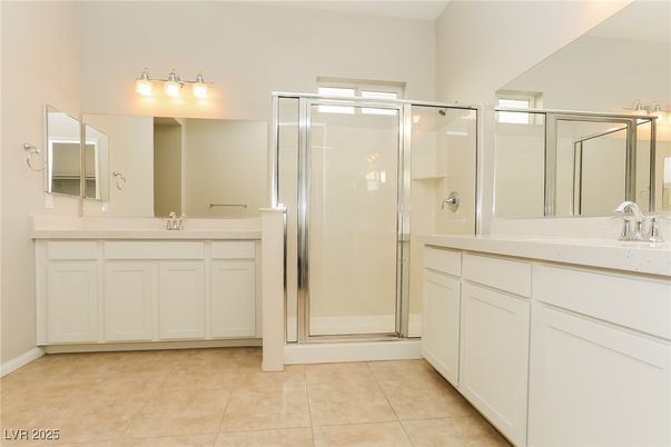 Bathroom, Dual Sink Vanities, Glass Shower, Interior