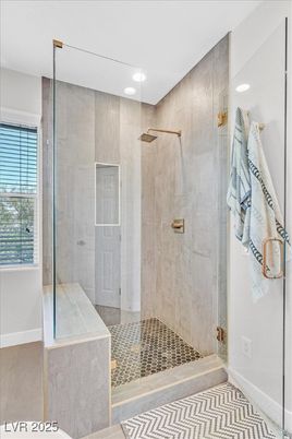 Bathroom, Glass Shower, Interior, Recessed Lighting