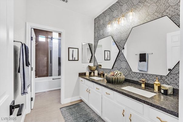 Bathroom, Dual Sink Vanities, Glass Shower, Interior