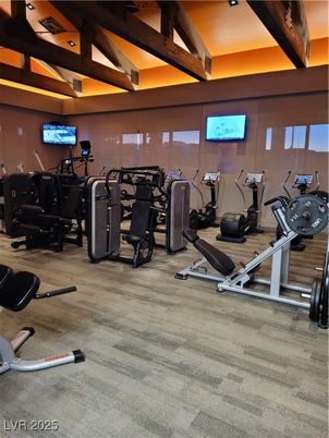 Fitness Equipment, Gym, Interior, Wooden Beams