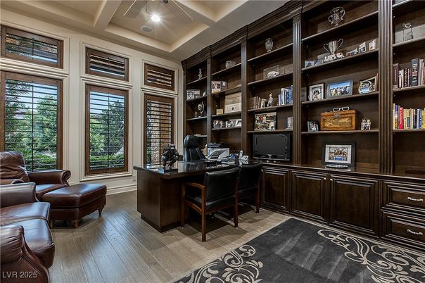 Home Office, Interior, Recessed Lighting, Wood Texture Flooring
