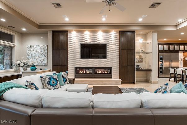 Fireplace, Interior, Living room, Recessed Lighting