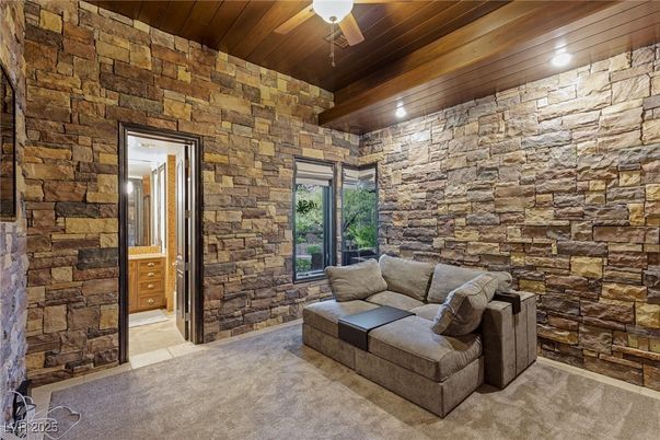Interior, Stone Walls, Wooden Ceilings