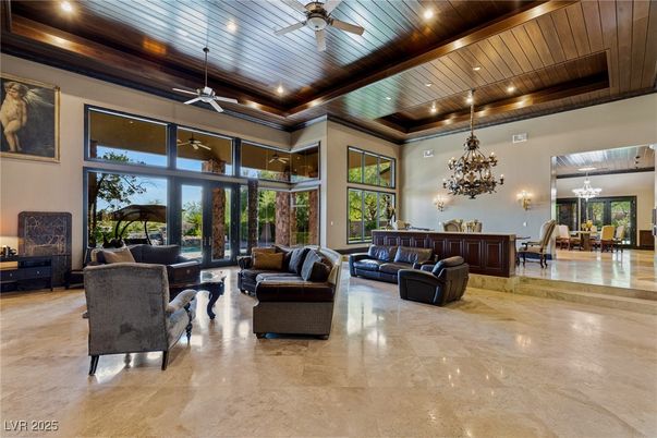 Chandelier, Interior, Living room, Recessed Lighting, Wooden Ceilings