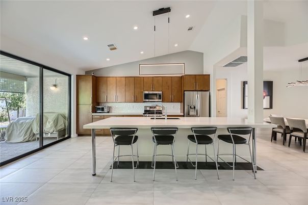 Interior, Kitchen, Pendant Lights, Recessed Lighting, Stainless Steel Appliances