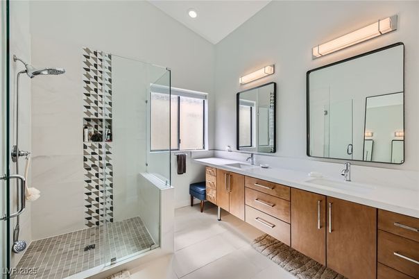 Bathroom, Dual Sink Vanities, Glass Shower, Interior, Recessed Lighting