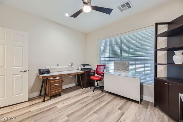 Home Office, Interior, Recessed Lighting, Wood Texture Flooring