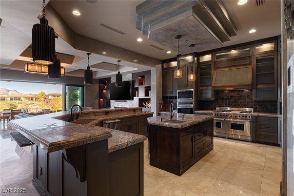 Interior, Kitchen, Pendant Lights, Recessed Lighting, Stainless Steel Appliances