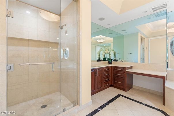 Bathroom, Glass Shower, Interior, Recessed Lighting