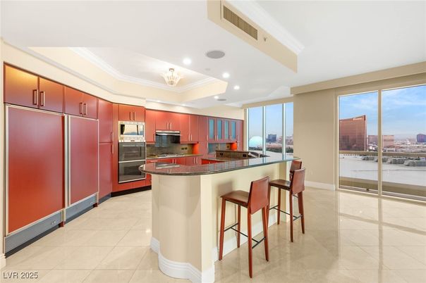 Fireplace, Interior, Kitchen, Recessed Lighting, Stainless Steel Appliances