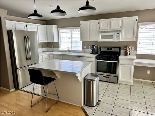 Interior, Kitchen, Pendant Lights, Stainless Steel Appliances, Wood Texture Flooring