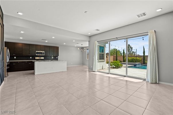 Empty room, Interior, Kitchen, Recessed Lighting, Stainless Steel Appliances