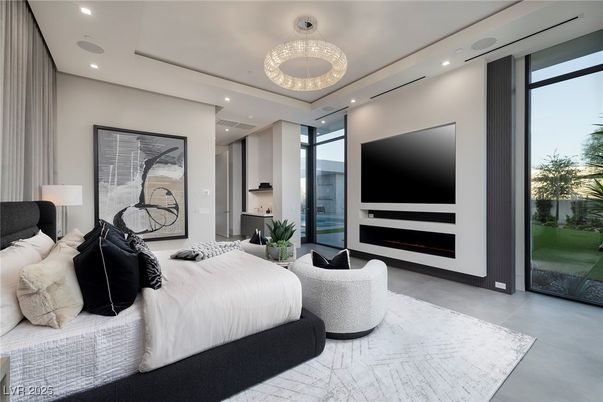 Bedroom, Chandelier, Interior, Recessed Lighting