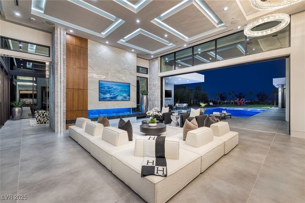 Interior, Living room, Marble Walls, Recessed Lighting